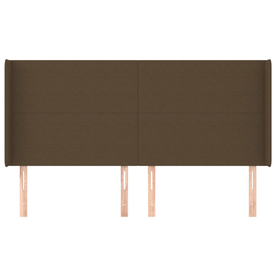 Hoofdbord met randen 163x16x118/128 cm stof donkerbruin