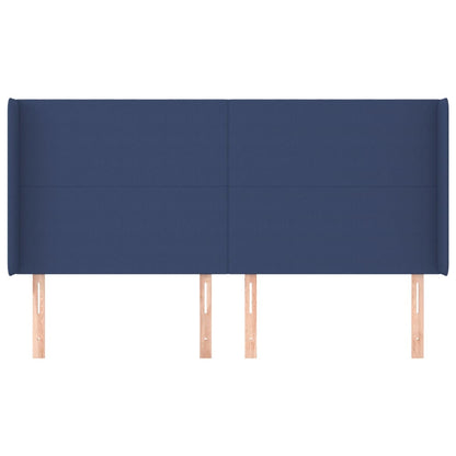 Hoofdbord Met Randen 163X16X118/128 Cm Stof Blauw 163 x 16 x 118/128 cm