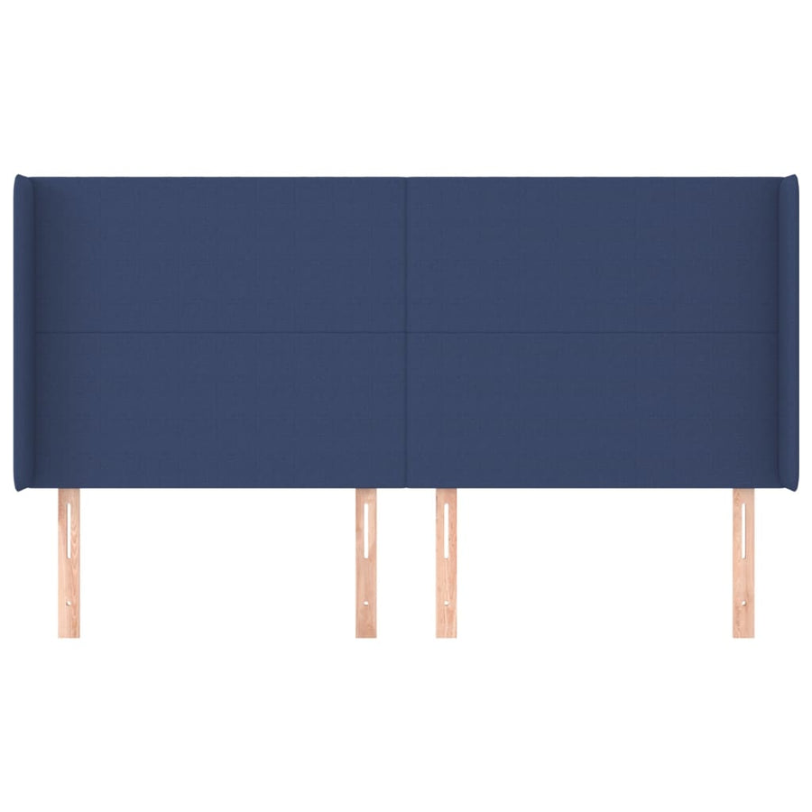 Hoofdbord Met Randen 163X16X118/128 Cm Stof Blauw 163 x 16 x 118/128 cm