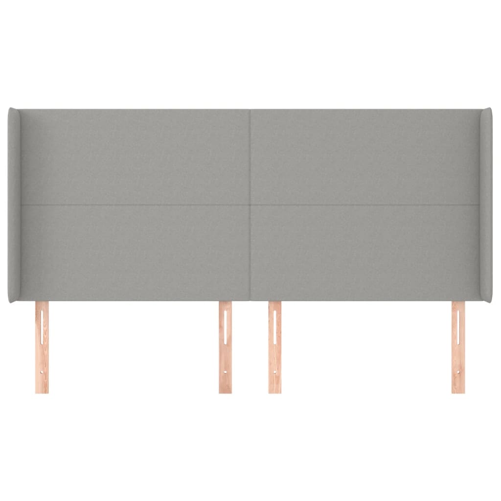 Hoofdbord met randen 183x16x118/128 cm stof lichtgrijs