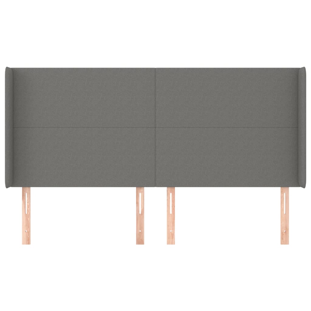 Hoofdbord met randen 183x16x118/128 cm stof donkergrijs