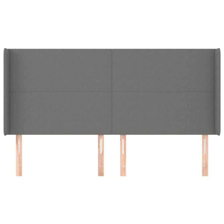 Hoofdbord met randen 183x16x118/128 cm stof donkergrijs