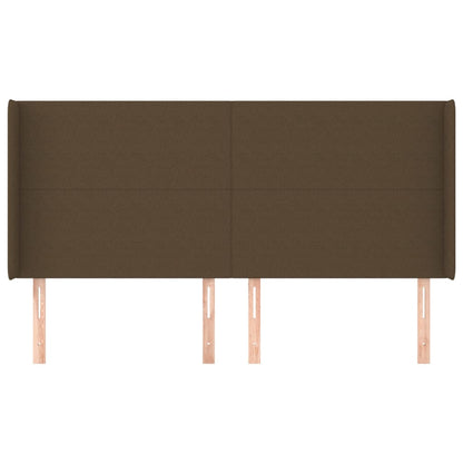 Hoofdbord met randen 183x16x118/128 cm stof donkerbruin