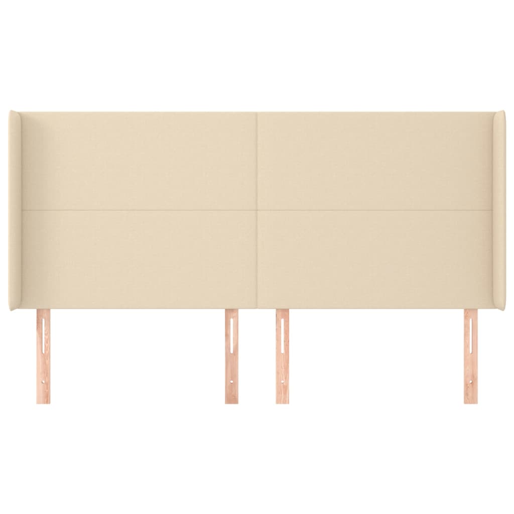 Hoofdbord Met Randen Stof Kleurig 183 x 16 x 118/128 cm Crème