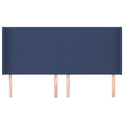 Hoofdbord Met Randen Stof 183 x 16 x 118/128 cm Blauw