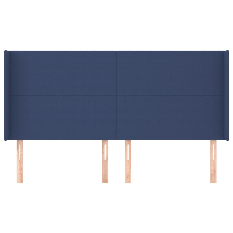 Hoofdbord Met Randen Stof 183 x 16 x 118/128 cm Blauw