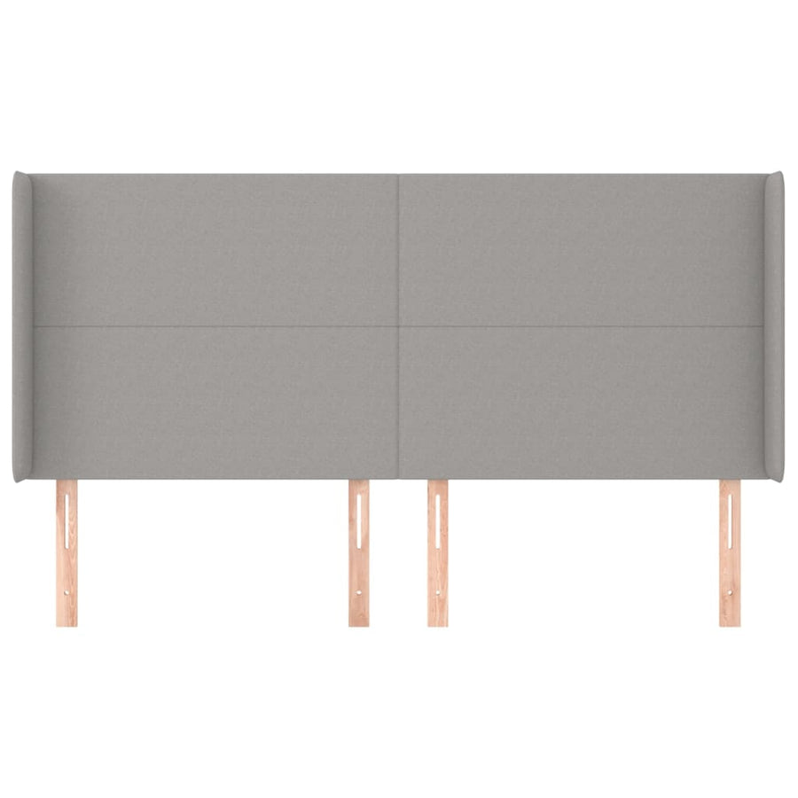 Hoofdbord met randen 203x16x118/128 cm stof lichtgrijs