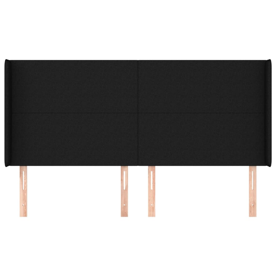 Hoofdbord met randen 203x16x118/128 cm stof zwart