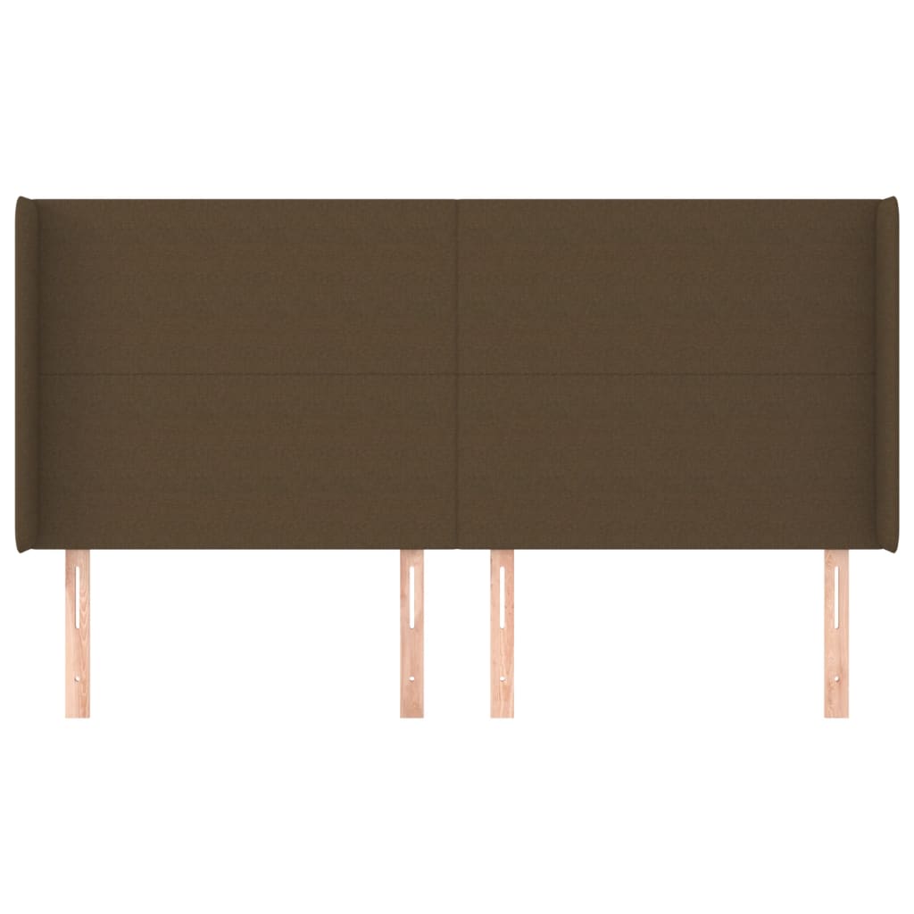 Hoofdbord Met Randen Stof 203 x 16 x 118/128 cm Donkerbruin
