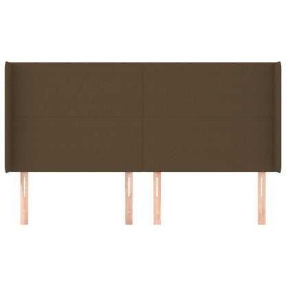 Hoofdbord Met Randen Stof 203 x 16 x 118/128 cm Donkerbruin