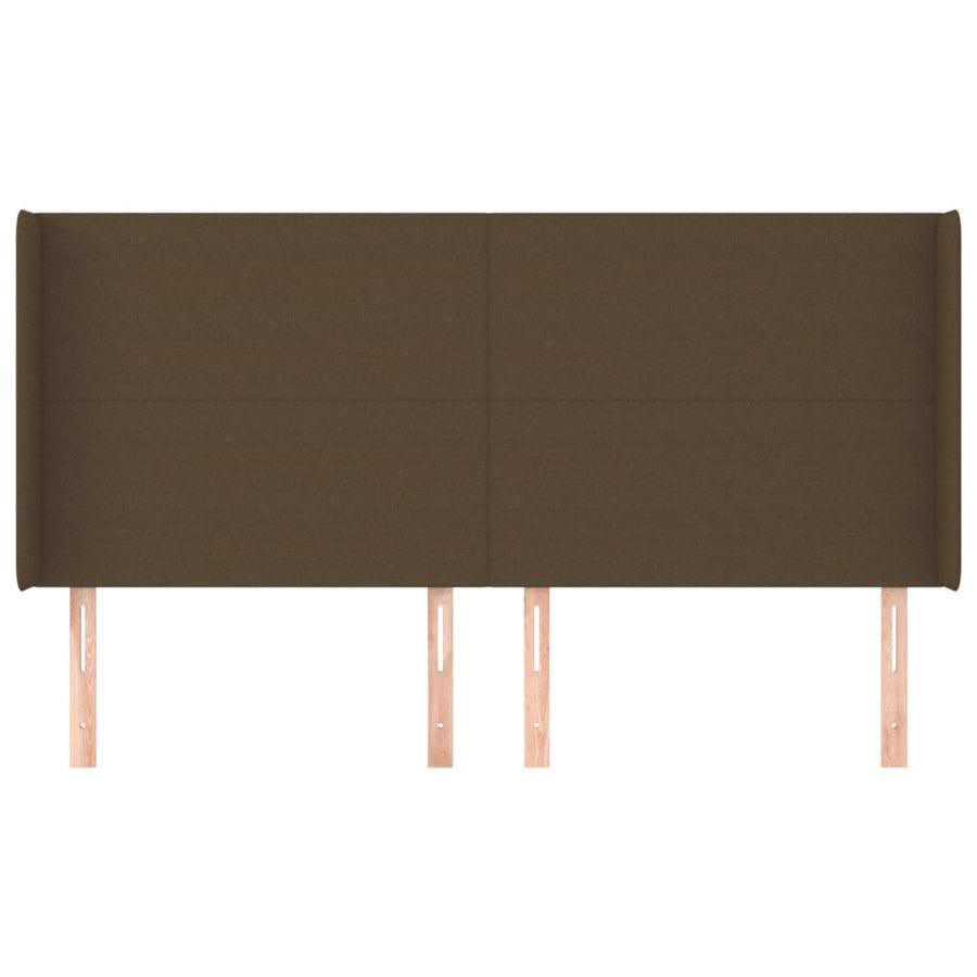 Hoofdbord Met Randen Stof 203 x 16 x 118/128 cm Donkerbruin