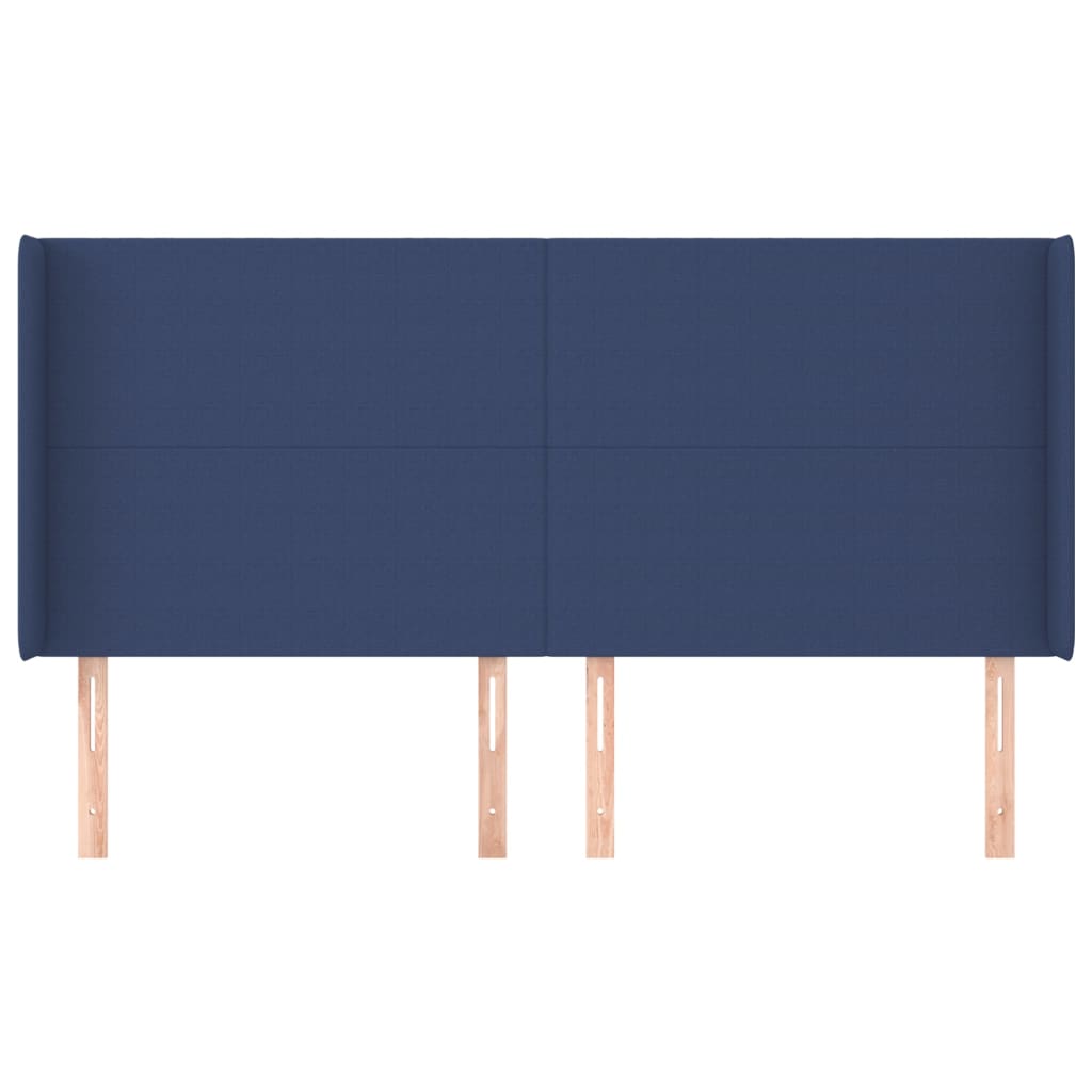 Hoofdbord met randen 203x16x118/128 cm stof blauw