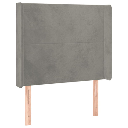 Hoofdbord Met Randen 83X16X118/128 Cm Fluweel Lichtgrijs