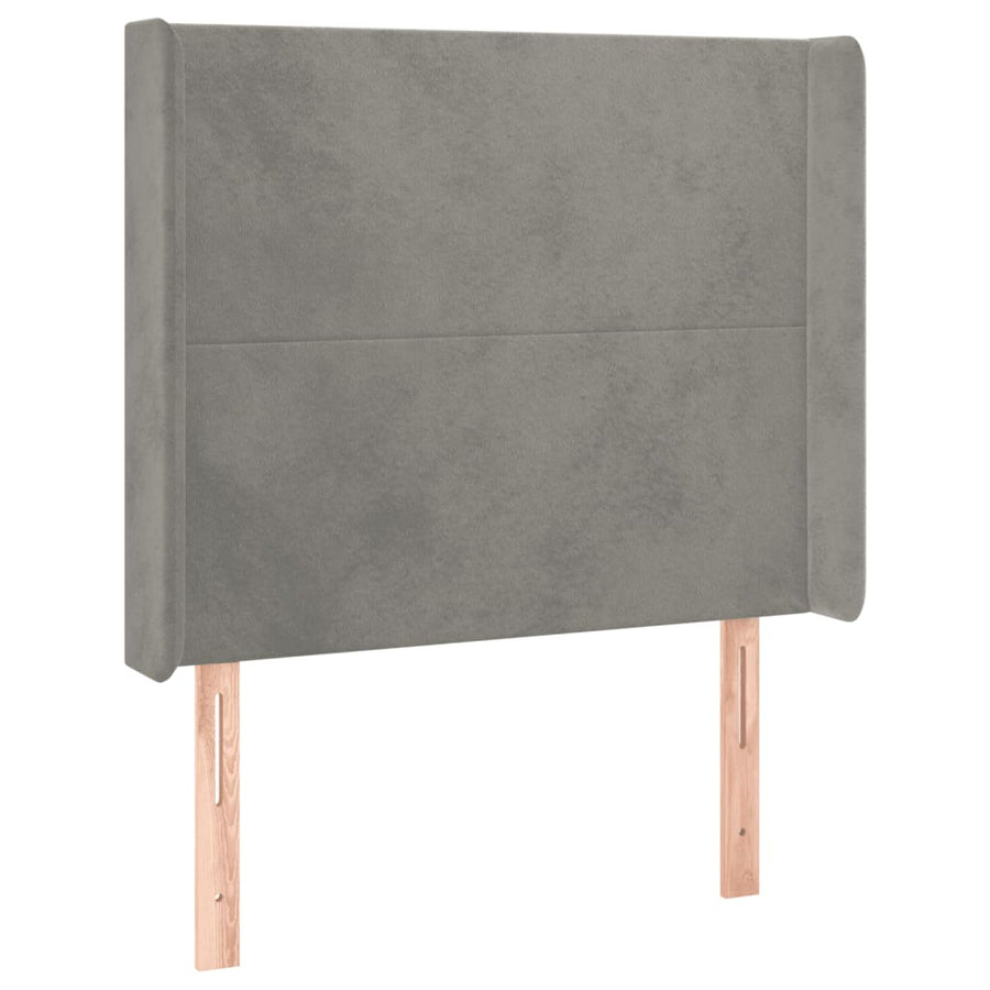 Hoofdbord Met Randen 83X16X118/128 Cm Fluweel Lichtgrijs