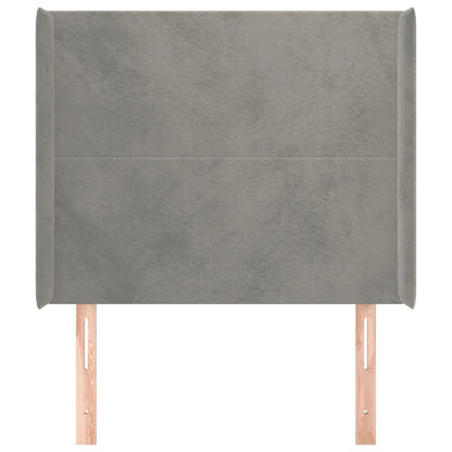 Hoofdbord Met Randen 83X16X118/128 Cm Fluweel Lichtgrijs