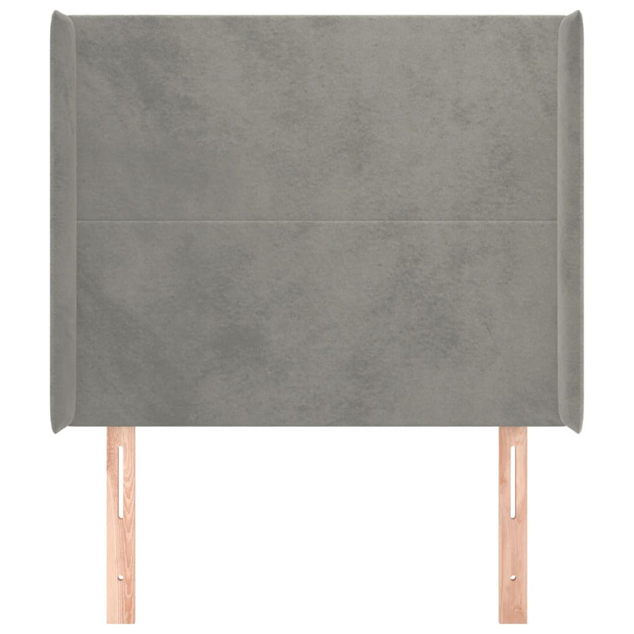Hoofdbord Met Randen 83X16X118/128 Cm Fluweel Lichtgrijs