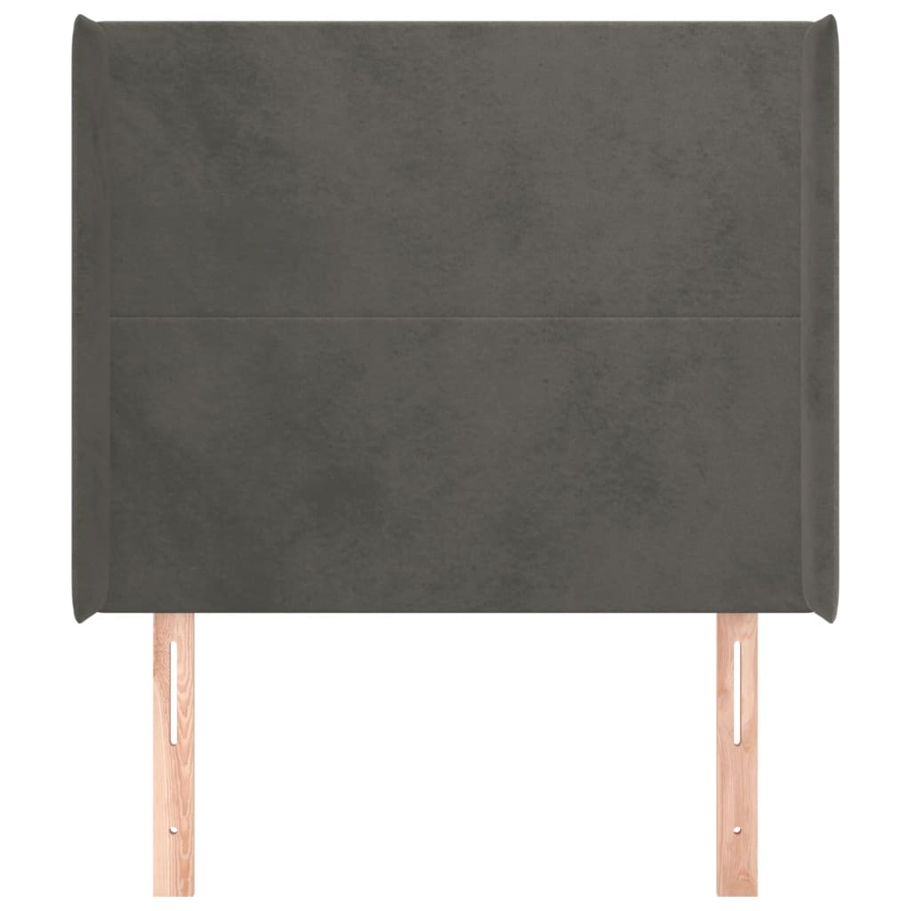 Hoofdbord Met Randen 83X16X118/128 Cm Fluweel Donkergrijs