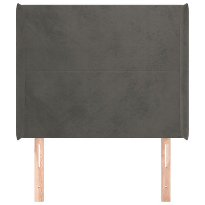 Hoofdbord Met Randen 83X16X118/128 Cm Fluweel Donkergrijs