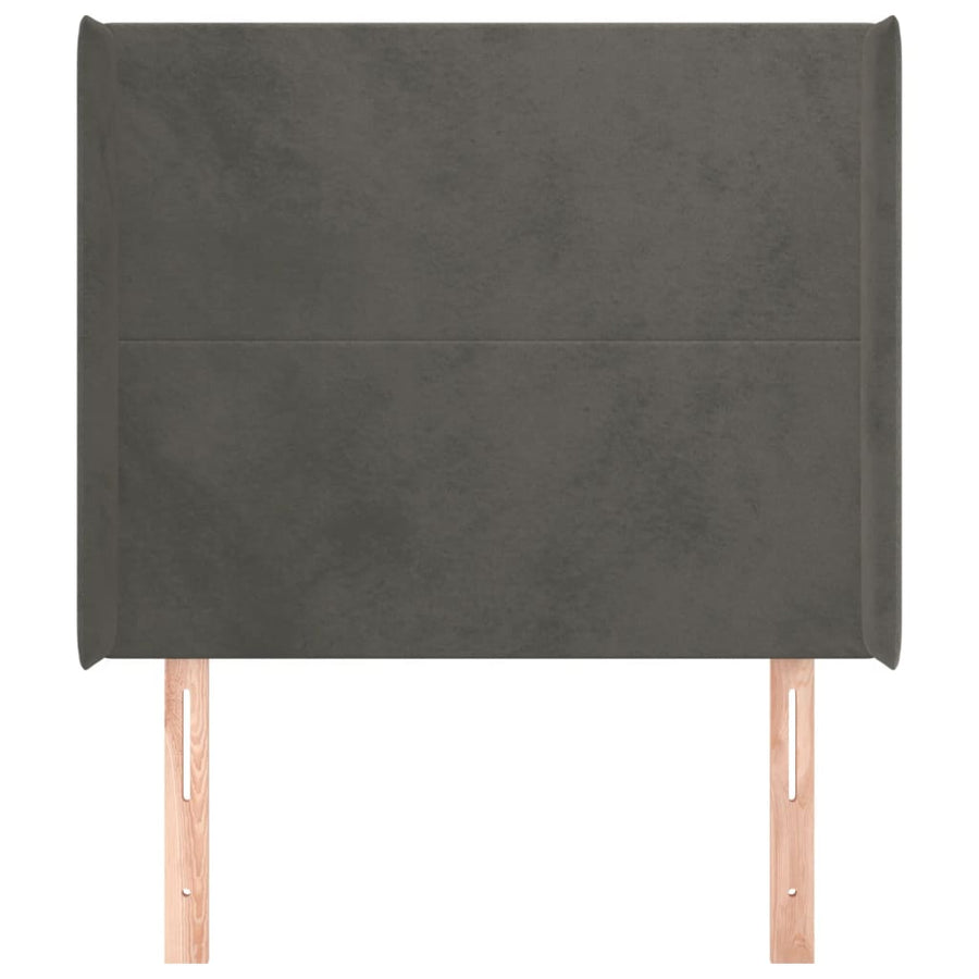 Hoofdbord Met Randen 83X16X118/128 Cm Fluweel Donkergrijs