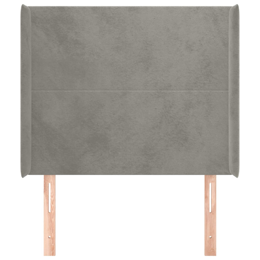 Hoofdbord Met Randen 93X16X118/128 Cm Fluweel Lichtgrijs