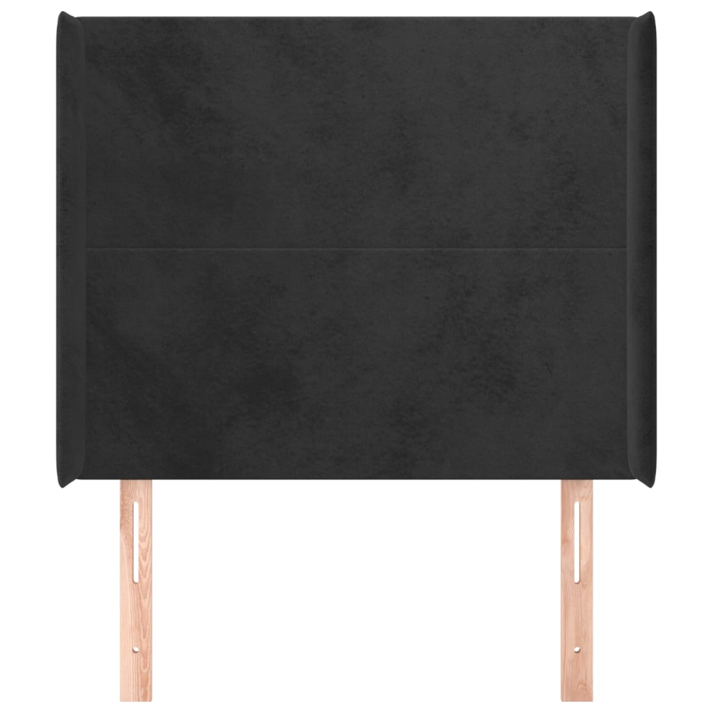 Hoofdbord Met Randen 93X16X118/128 Cm Fluweel Zwart