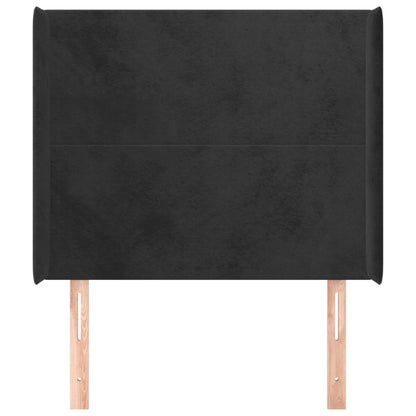 Hoofdbord Met Randen 93X16X118/128 Cm Fluweel Zwart
