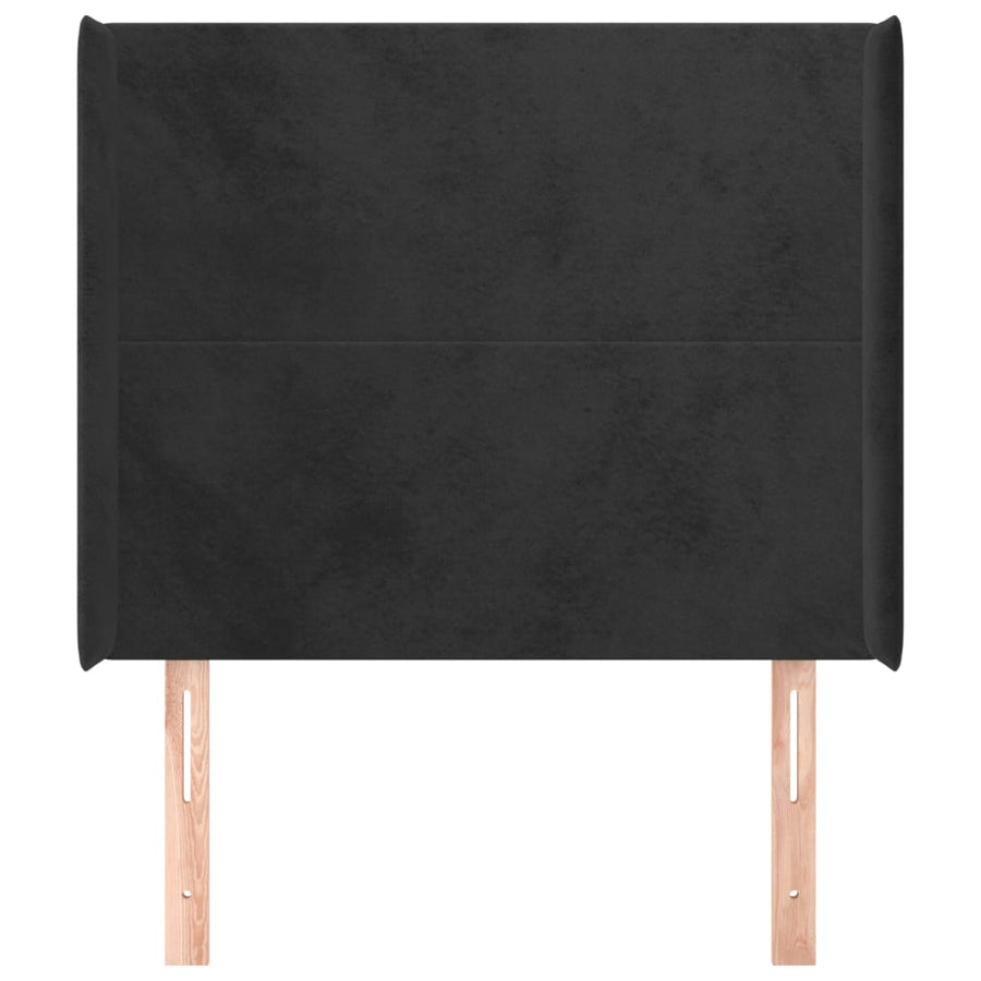Hoofdbord Met Randen 93X16X118/128 Cm Fluweel Zwart