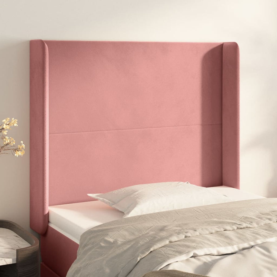Hoofdbord Met Randen 93X16X118/128 Cm Fluweel Roze