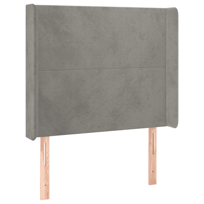 Hoofdbord Met Randen 103X16X118/128 Cm Fluweel Lichtgrijs