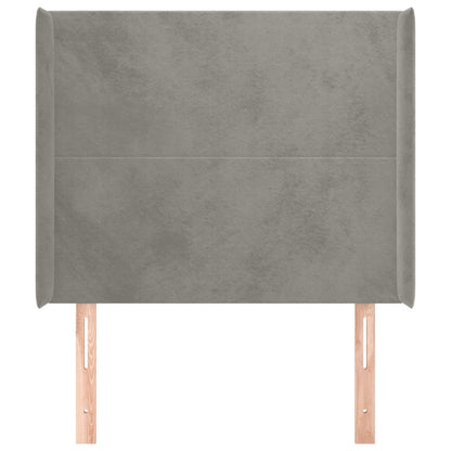 Hoofdbord Met Randen 103X16X118/128 Cm Fluweel Lichtgrijs