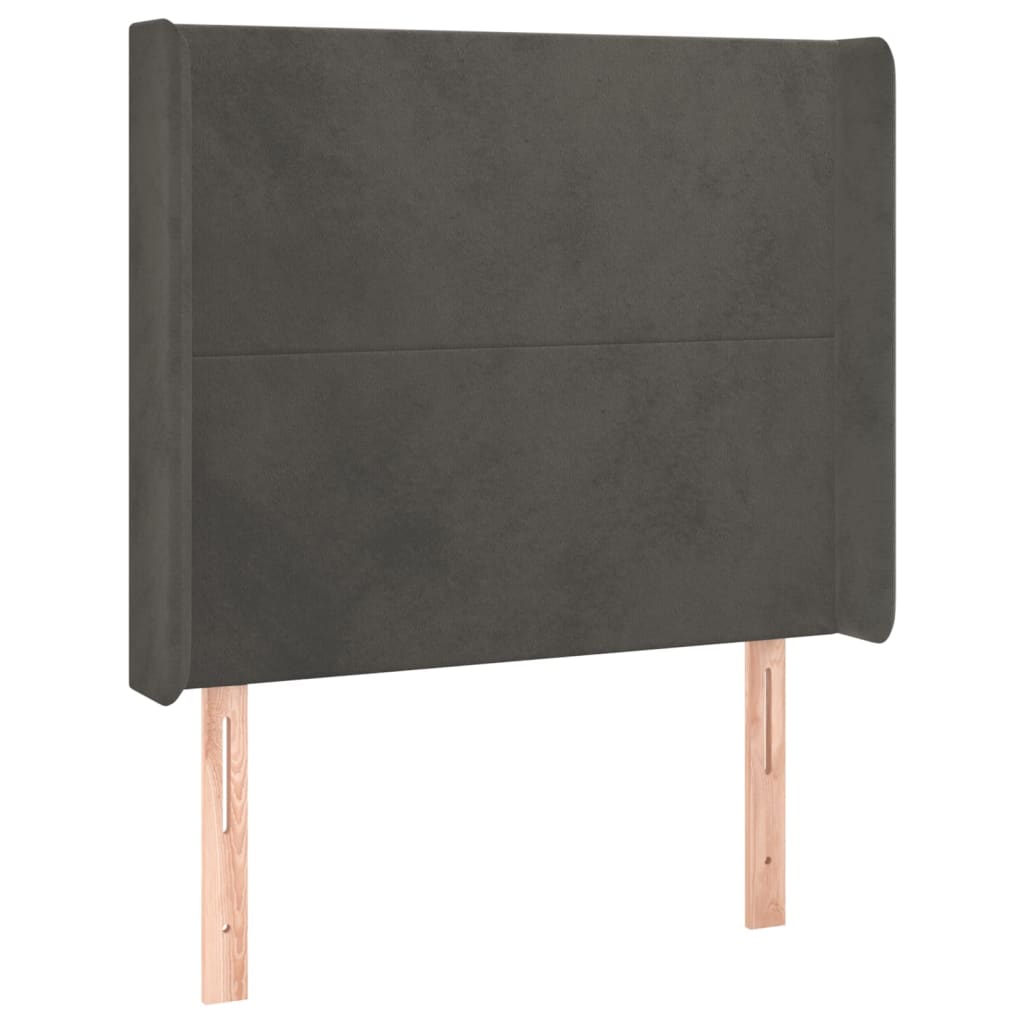 Hoofdbord Met Randen 103X16X118/128 Cm Fluweel Donkergrijs