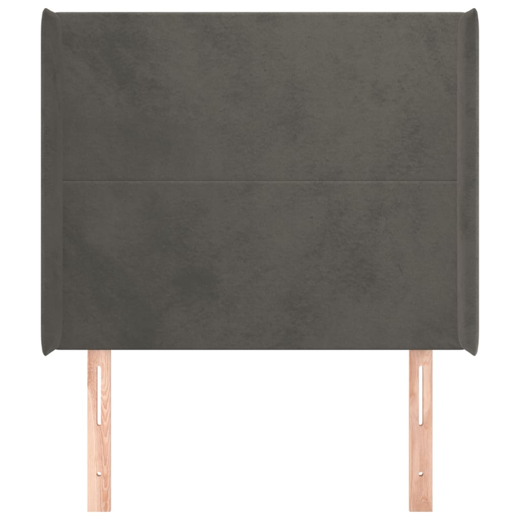 Hoofdbord Met Randen 103X16X118/128 Cm Fluweel Donkergrijs