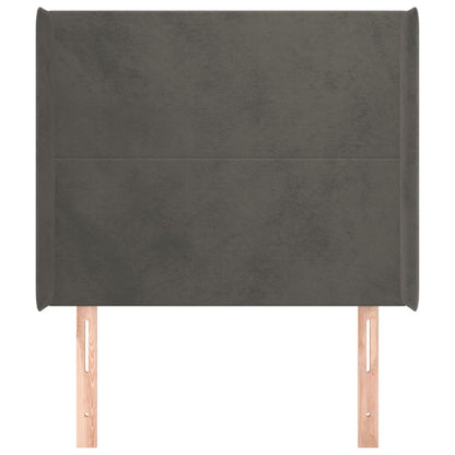 Hoofdbord Met Randen 103X16X118/128 Cm Fluweel Donkergrijs