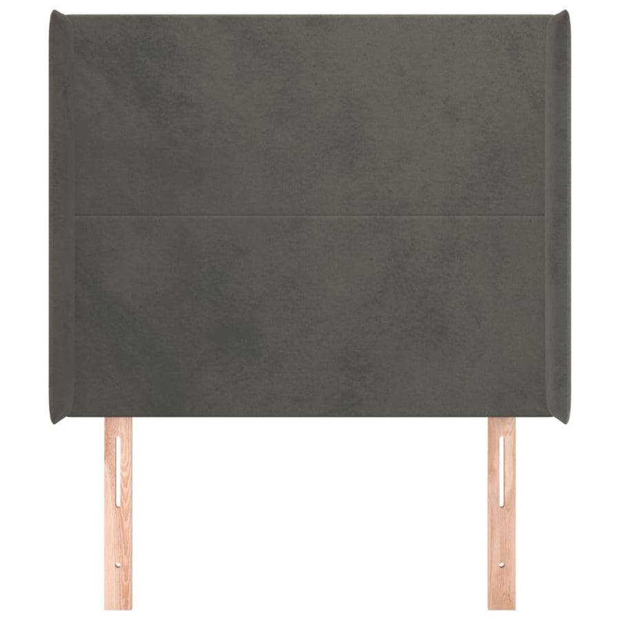 Hoofdbord Met Randen 103X16X118/128 Cm Fluweel Donkergrijs