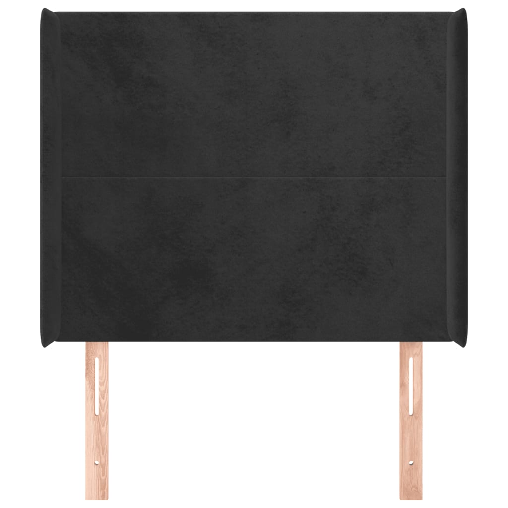 Hoofdbord Met Randen 103X16X118/128 Cm Fluweel Zwart