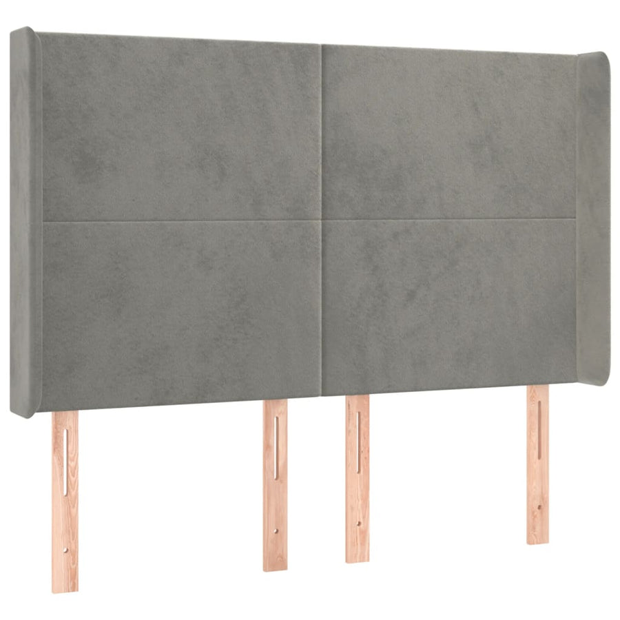 Hoofdbord Met Randen 147X16X118/128 Cm Fluweel Lichtgrijs