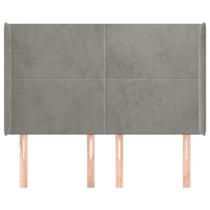 Hoofdbord Met Randen 147X16X118/128 Cm Fluweel Lichtgrijs