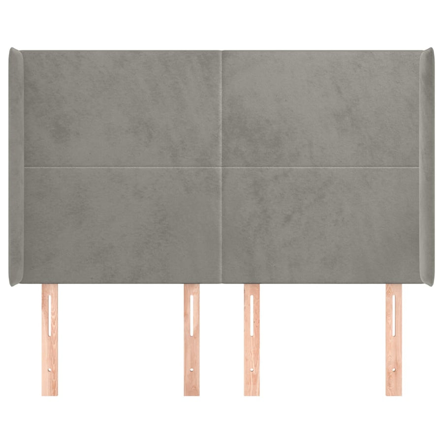 Hoofdbord Met Randen 147X16X118/128 Cm Fluweel Lichtgrijs