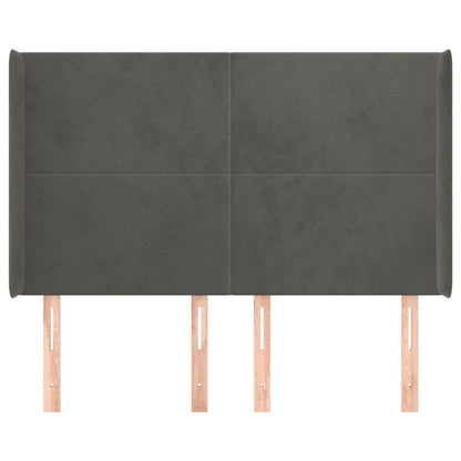 Hoofdbord Met Randen 147X16X118/128 Cm Fluweel Donkergrijs