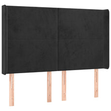 Hoofdbord Met Randen 147X16X118/128 Cm Fluweel Zwart