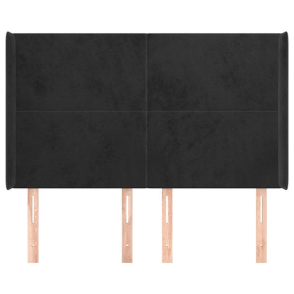 Hoofdbord Met Randen 147X16X118/128 Cm Fluweel Zwart