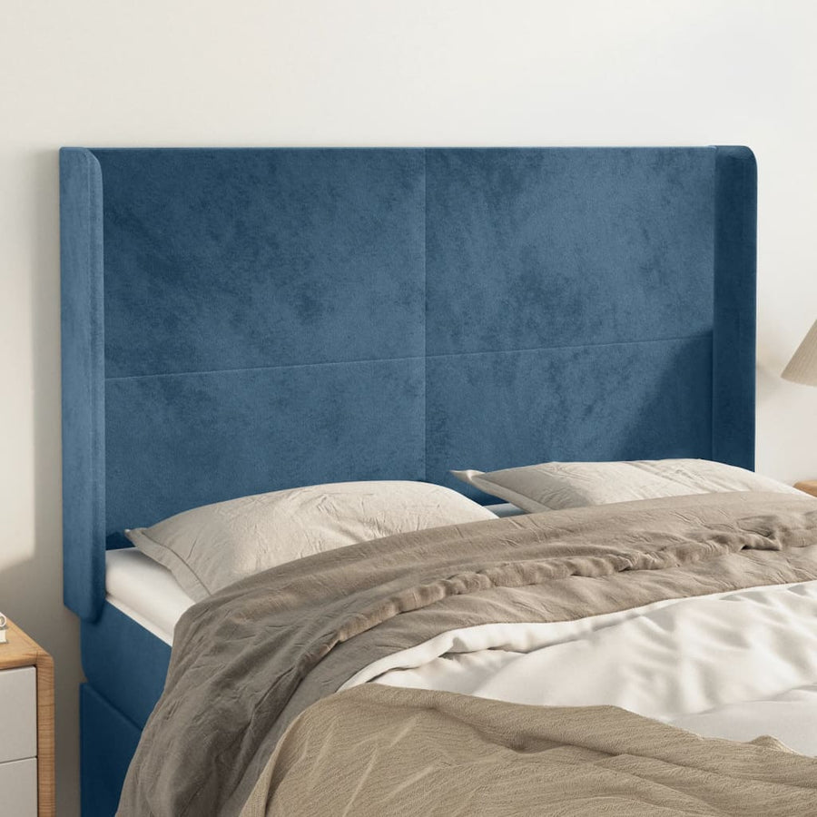 Hoofdbord Met Randen Fluweel 147 x 16 x 118/128 cm