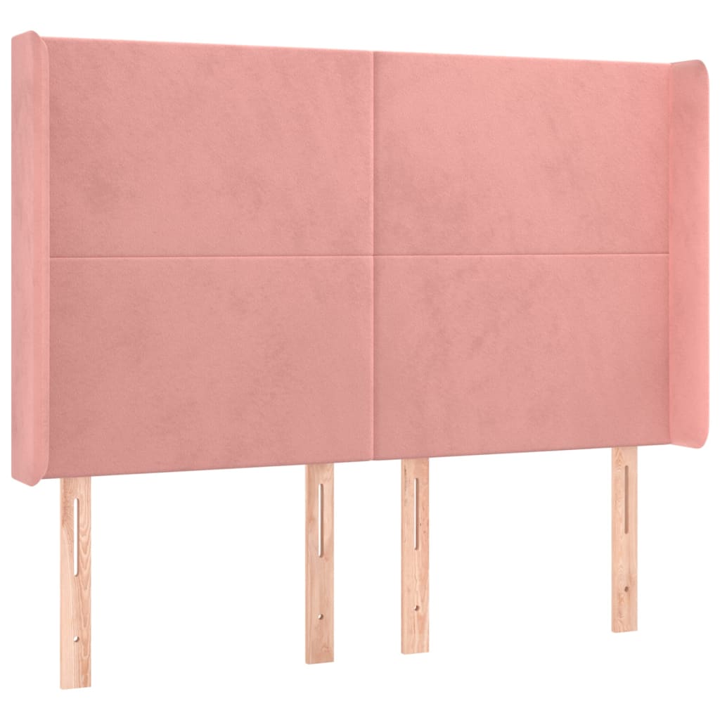 Hoofdbord Met Randen 147X16X118/128 Cm Fluweel Roze