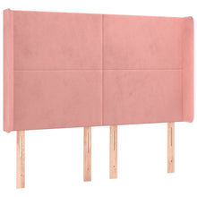 Hoofdbord Met Randen 147X16X118/128 Cm Fluweel Roze