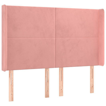 Hoofdbord Met Randen 147X16X118/128 Cm Fluweel Roze