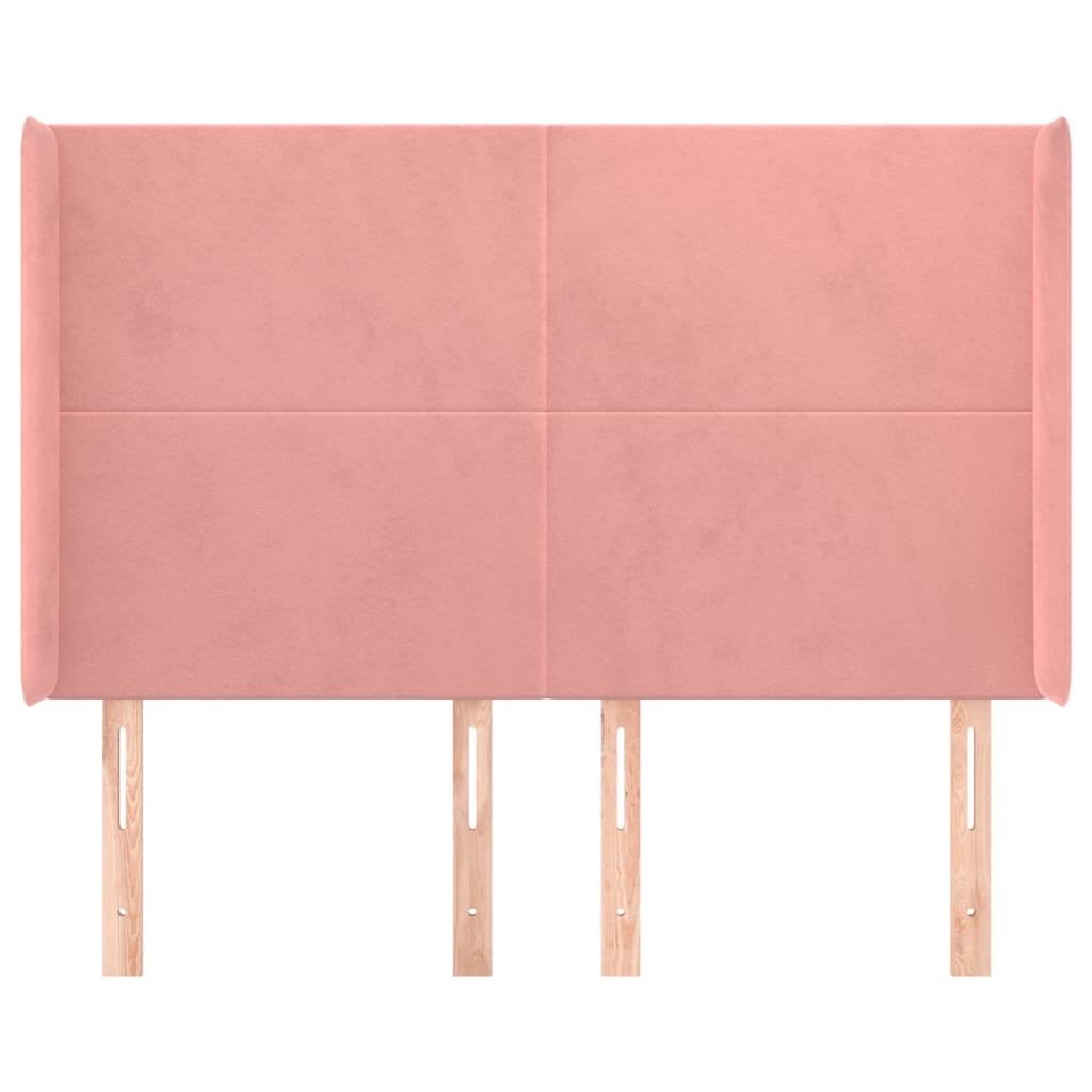 Hoofdbord Met Randen 147X16X118/128 Cm Fluweel Roze