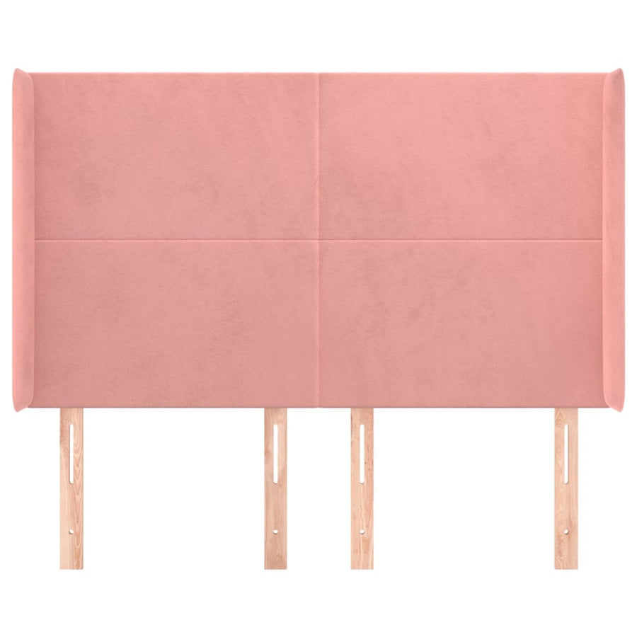 Hoofdbord Met Randen 147X16X118/128 Cm Fluweel Roze