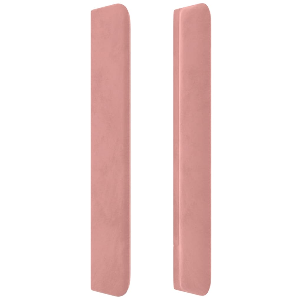 Hoofdbord Met Randen 147X16X118/128 Cm Fluweel Roze