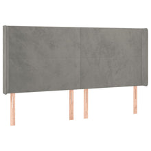 Hoofdbord Met Randen 163X16X118/128 Cm Fluweel Lichtgrijs