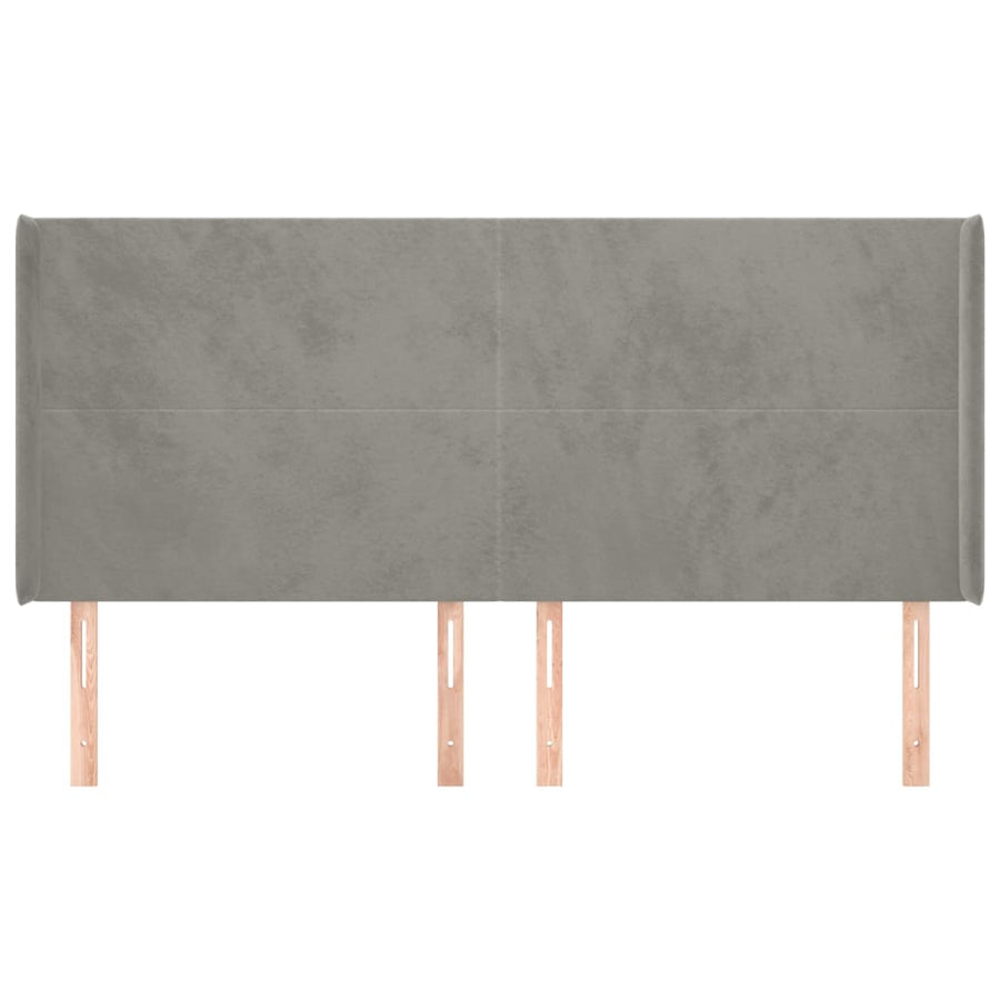 Hoofdbord Met Randen 163X16X118/128 Cm Fluweel Lichtgrijs